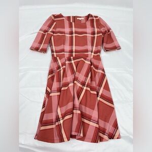 Copper Key Plaid Fit-and-Flare Dress XS